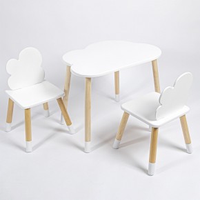 Комплект детский стол ОБЛАЧКО и два стула ОБЛАЧКО ROLTI Baby (белая столешница/белое сиденье/береза ножки) в Ишиме - ishim.ok-mebel.com | фото
