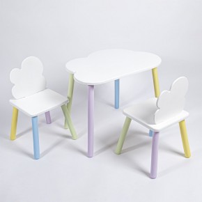 Комплект детский стол ОБЛАЧКО и два стула ОБЛАЧКО  ROLTI Baby (белая столешница/белое сиденье/цветные ножки) в Ишиме - ishim.ok-mebel.com | фото 1