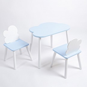 Комплект детский стол ОБЛАЧКО и два стула ОБЛАЧКО ROLTI Baby (голубая столешница/голубое сиденье/белые ножки) в Ишиме - ishim.ok-mebel.com | фото 1