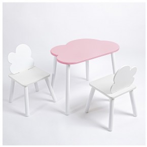 Комплект детский стол ОБЛАЧКО и два стула ОБЛАЧКО ROLTI Baby (розовая столешница/белое сиденье/белые ножки) в Ишиме - ishim.ok-mebel.com | фото