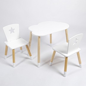 Комплект детский стол ОБЛАЧКО и два стула ЗВЕЗДА ROLTI Baby (белая столешница/белое сиденье/береза ножки) в Ишиме - ishim.ok-mebel.com | фото 1