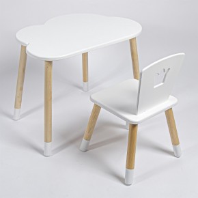 Комплект детский стол ОБЛАЧКО и стул КОРОНА ROLTI Baby (белая столешница/белое сиденье/береза ножки) в Ишиме - ishim.ok-mebel.com | фото