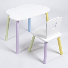 Комплект детский стол ОБЛАЧКО и стул КОРОНА ROLTI Baby (белая столешница/белое сиденье/цветные ножки) в Ишиме - ishim.ok-mebel.com | фото