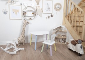 Комплект детский стол ОБЛАЧКО и стул КОРОНА ROLTI Baby (белая столешница/белое сиденье/цветные ножки) в Ишиме - ishim.ok-mebel.com | фото 2
