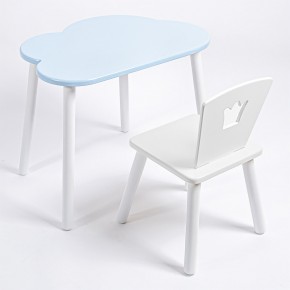 Комплект детский стол ОБЛАЧКО и стул КОРОНА ROLTI Baby (голубая  столешница/белое сиденье/белые ножки) в Ишиме - ishim.ok-mebel.com | фото 1
