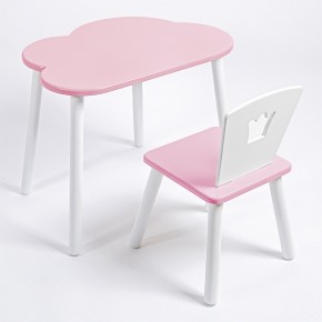 Комплект детский стол ОБЛАЧКО и стул КОРОНА ROLTI Baby (розовая столешница/розовое сиденье/белые ножки) в Ишиме - ishim.ok-mebel.com | фото