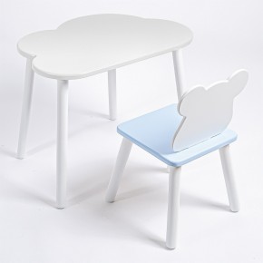 Комплект детский стол ОБЛАЧКО и стул МИШКА ROLTI Baby (белая столешница/голубое сиденье/белые ножки) в Ишиме - ishim.ok-mebel.com | фото 1