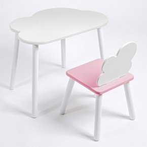 Комплект детский стол ОБЛАЧКО и стул ОБЛАЧКО ROLTI Baby (белая столешница/розовое сиденье/белые ножки) в Ишиме - ishim.ok-mebel.com | фото 1