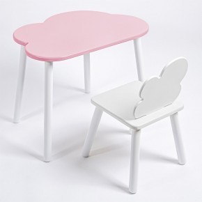 Комплект детский стол ОБЛАЧКО и стул ОБЛАЧКО ROLTI Baby (розовая столешница/белое сиденье/белые ножки) в Ишиме - ishim.ok-mebel.com | фото 1