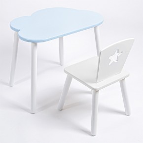 Комплект детский стол ОБЛАЧКО и стул ЗВЕЗДА ROLTI Baby (голубая столешница/белое сиденье/белые ножки) в Ишиме - ishim.ok-mebel.com | фото