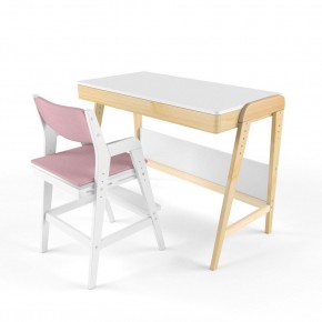 Комплект растущий стол и стул с чехлом 38 попугаев «Вуди» (Белый, Белый, Розовый) в Ишиме - ishim.ok-mebel.com | фото