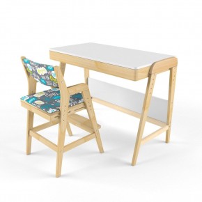 Комплект растущий стол и стул с чехлом 38 попугаев «Вуди» (Белый, Береза, Салют) в Ишиме - ishim.ok-mebel.com | фото