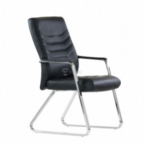 Кресло Barneo K-25 для посетителей и переговорных (хром, черная экокожа) в Ишиме - ishim.ok-mebel.com | фото