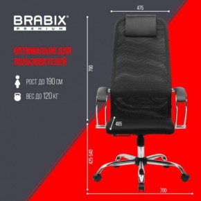 Кресло BRABIX PREMIUM "Ultimate EX-800" хром, плотная двойная сетка Х2, черное, 532911 в Ишиме - ishim.ok-mebel.com | фото 6