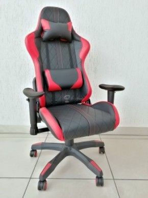Кресло геймерское Barneo K-52 (черная экокожа красные вставки) в Ишиме - ishim.ok-mebel.com | фото