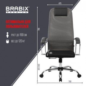 Кресло офисное BRABIX PREMIUM "Ultimate EX-800" хром, плотная двойная сетка Х2, черное/серое, 532912 в Ишиме - ishim.ok-mebel.com | фото 3