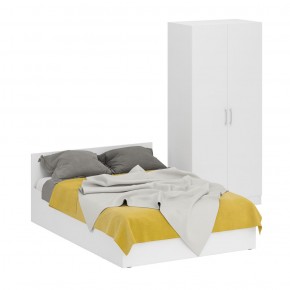 Кровать 1400 + Шкаф 2-х створчатый Стандарт, цвет белый, ШхГхВ 143,5х203,5х70 + 90х52х200 см., сп.м. 1400х2000 мм., без матраса, основание есть в Ишиме - ishim.ok-mebel.com | фото 2