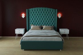 Кровать Берлин ЛЮКС с ПМ 800 (велюр бирюзовый) в Ишиме - ishim.ok-mebel.com | фото 2