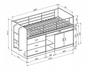 Кровать-чердак "Дюймовочка-6"  Белый/Оранжевый в Ишиме - ishim.ok-mebel.com | фото 2