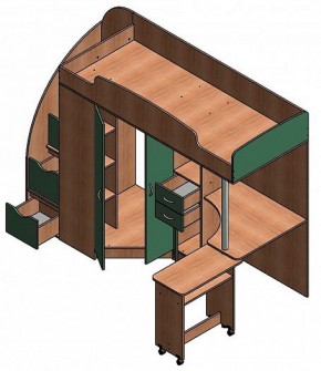 Кровать-чердак "Теремок-1 Гранд"  Дуб молочный/Венге в Ишиме - ishim.ok-mebel.com | фото 3