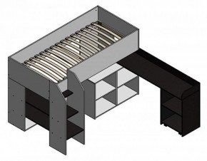 Кровать-чердак "Теремок-2" Дуб молочный/Оранжевый в Ишиме - ishim.ok-mebel.com | фото 2