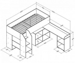 Кровать-чердак "Теремок-2" Дуб молочный/Оранжевый в Ишиме - ishim.ok-mebel.com | фото 3