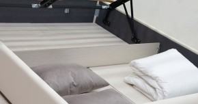 Кровать двойная Синди 160 + ортопед + ПМ + дно (арт. Марика 483 к/з (белый)) в Ишиме - ishim.ok-mebel.com | фото 4