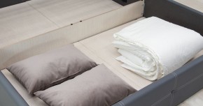 Кровать двойная Синди 160 + ортопед + ПМ + дно (арт. Марика 485 к/з (серый)) в Ишиме - ishim.ok-mebel.com | фото 4
