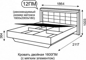 Кровать двуспальная 1.6 с ПМ Люмен 12 в Ишиме - ishim.ok-mebel.com | фото