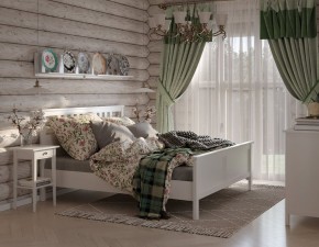 Кровать Кантри двухспальная 160х200, массив сосны, цвет белый в Ишиме - ishim.ok-mebel.com | фото