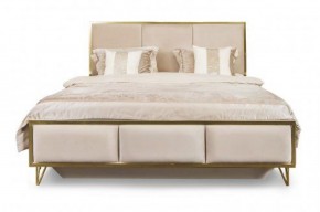 Кровать Lara 1600 с мягким изголовьем + основание (белый глянец) в Ишиме - ishim.ok-mebel.com | фото 1