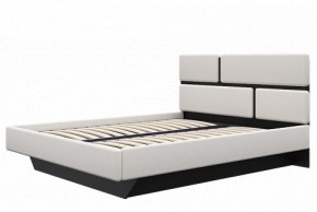 Кровать Палермо 1600 с ПМ 05 Белый гладкий шелк/Черный гладкий шелк в Ишиме - ishim.ok-mebel.com | фото