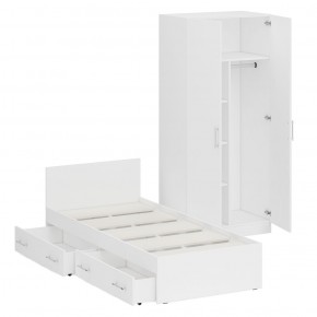 Кровать с ящиками 0900 + Шкаф 2-х створчатый Стандарт, цвет белый, ШхГхВ 93,5х203,5х70 + 90х52х200 см., сп.м. 900х2000 мм., б/м, основание есть в Ишиме - ishim.ok-mebel.com | фото 5