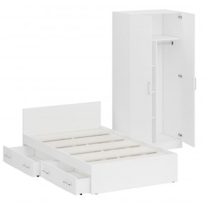 Кровать с ящиками 1200 + Шкаф 2-х створчатый Стандарт, цвет белый, ШхГхВ 123,5х203,5х70 + 90х52х200 см., сп.м. 1200х2000 мм., б/м, основание есть в Ишиме - ishim.ok-mebel.com | фото 6