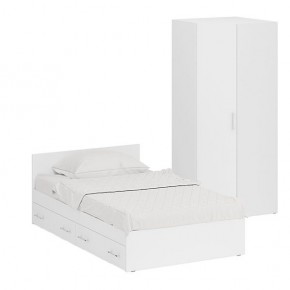 Кровать с ящиками 1200 + Шкаф угловой Стандарт, цвет белый, ШхГхВ 123,5х203,5х70 + 81,2х81,2х200 см., сп.м. 1200х2000 мм., без матраса, основание есть в Ишиме - ishim.ok-mebel.com | фото