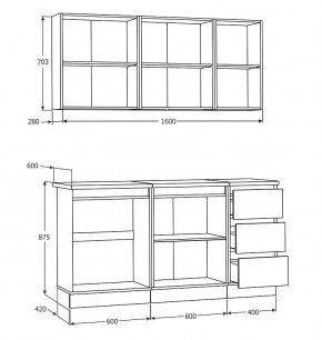 Кухня Хилтон 1.6 м (Белый текстурный/Дуб Вотан) в Ишиме - ishim.ok-mebel.com | фото 3