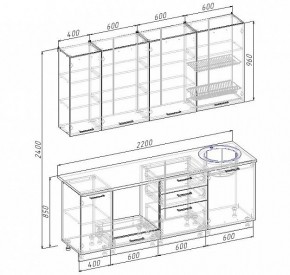 Кухонный гарнитур Антрацит 2200 (Стол. 38мм) в Ишиме - ishim.ok-mebel.com | фото 3