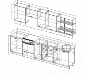 Кухонный гарнитур Антрацит 3000 (Стол. 26мм) в Ишиме - ishim.ok-mebel.com | фото 2