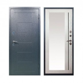 Металлическая дверь ТИТАН (МЕТАЛЛ-ПАНЕЛЬ) Зеркало/Букле графит + Штамп/Лиственница в Ишиме - ishim.ok-mebel.com | фото 1