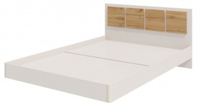 Парус Кровать 1400 на щитах (Белый/Дуб Вотан) в изголовье 4 декор. квадрата в Ишиме - ishim.ok-mebel.com | фото