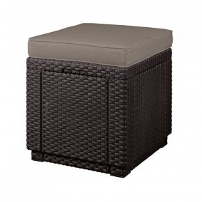 Пуфик Куб с подушкой (Cube with cushion) коричневый - серо-бежевый* в Ишиме - ishim.ok-mebel.com | фото 1