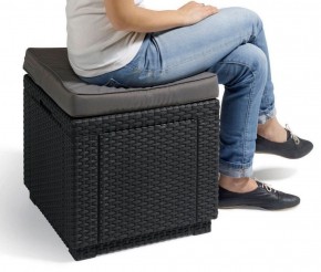 Пуфик Куб с подушкой (Cube with cushion) коричневый - серо-бежевый* в Ишиме - ishim.ok-mebel.com | фото 2