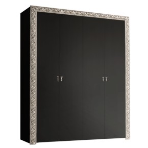 Шкаф 4-х дв. без зеркал Тиффани Premium черная/серебро (ТФШ2/4(П) в Ишиме - ishim.ok-mebel.com | фото