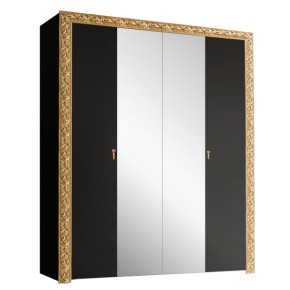 Шкаф 4-х дв. с зеркалами Тиффани Premium черная/золото (ТФШ1/4(П) в Ишиме - ishim.ok-mebel.com | фото