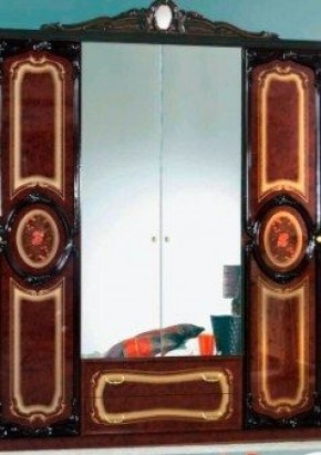 Шкаф 4-х дверный с зеркалами (01.144) Роза (могано) в Ишиме - ishim.ok-mebel.com | фото