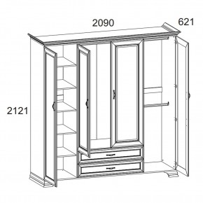 Шкаф 4D2S Z, TIFFANY, цвет вудлайн кремовый в Ишиме - ishim.ok-mebel.com | фото