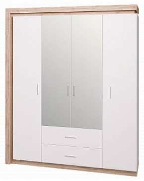 Шкаф для одежды с ящиками 4-х створчатый с зеркалом Люмен 16 в Ишиме - ishim.ok-mebel.com | фото