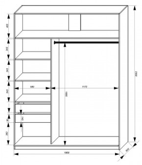 Шкаф-купе 1800 серии SOFT D1+D3+B2+PL1 (2 ящика+1штанга) профиль «Графит» в Ишиме - ishim.ok-mebel.com | фото 3