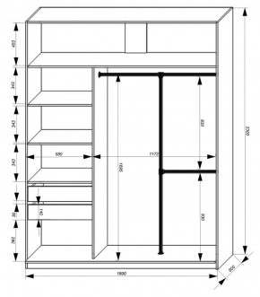 Шкаф-купе 1800 серии SOFT D8+D2+B2+PL4 (2 ящика+F обр.штанга) профиль «Графит» в Ишиме - ishim.ok-mebel.com | фото 3