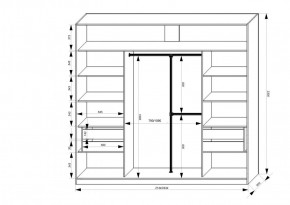 Шкаф-купе 2150 серии NEW CLASSIC K4+K4+K4+B22+PL4(по 2 ящика лев/прав+F обр.штанга) профиль «Капучино» в Ишиме - ishim.ok-mebel.com | фото 3